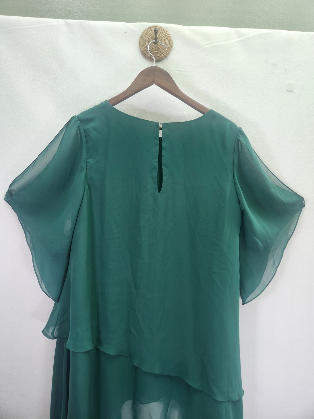 JJs House Emerald Green Asymmetric Chiffon Layered Blouse Size 12 - Picture 7 of 12
